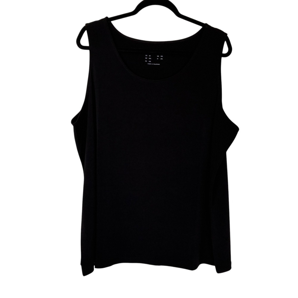 Susan Graver Liquid Knit Modern Essentials Black Tank Top Size 2X Office